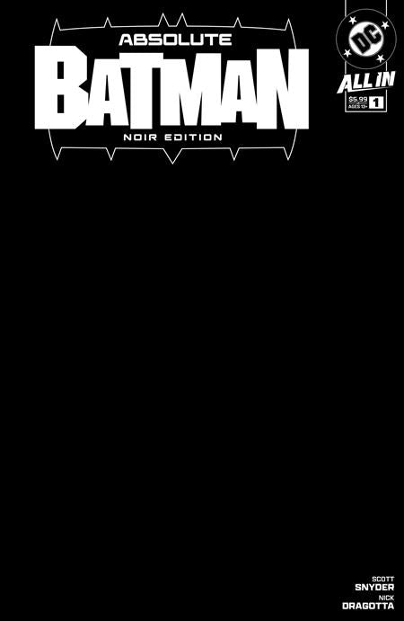ABSOLUTE BATMAN NOIR EDITION #1 (ONE SHOT) CVR B BLACK BLANK CARD STOCK VAR (11/13/2024) NM